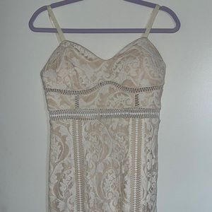 White Eyelet Embroidered Lace Dress with Cream Lining